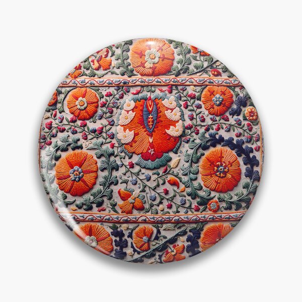Item preview, Shakhrisyabz Suzani Uzbekistan Embroidery Print designed and sold by Vicky Brago-Mitchell®.