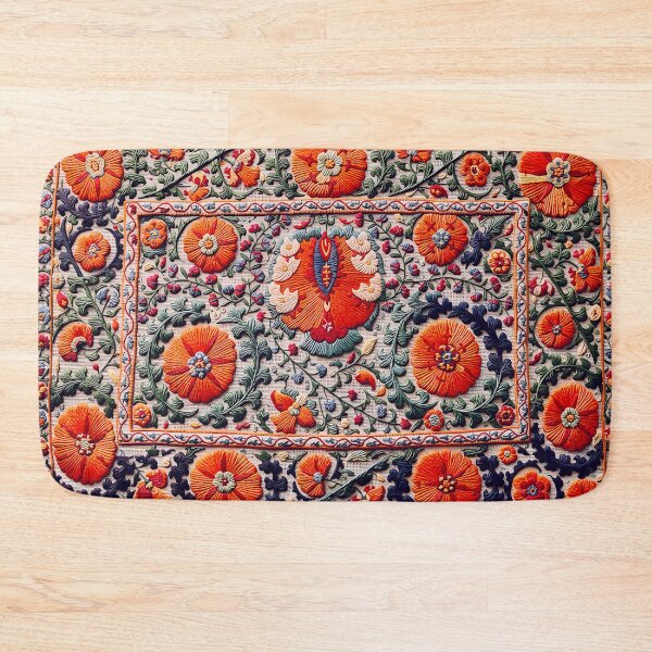 Item preview, Shakhrisyabz Suzani Uzbekistan Embroidery Print designed and sold by Vicky Brago-Mitchell®.
