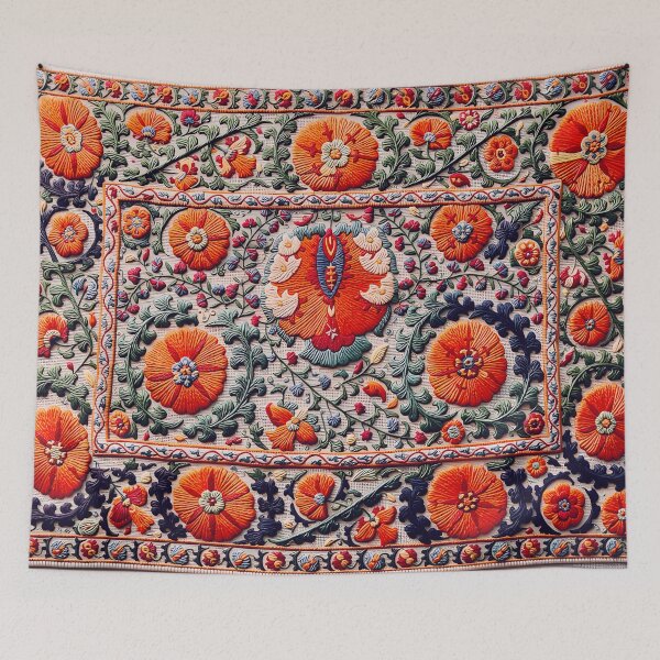 Item preview, Shakhrisyabz Suzani Uzbekistan Embroidery Print designed and sold by Vicky Brago-Mitchell®.