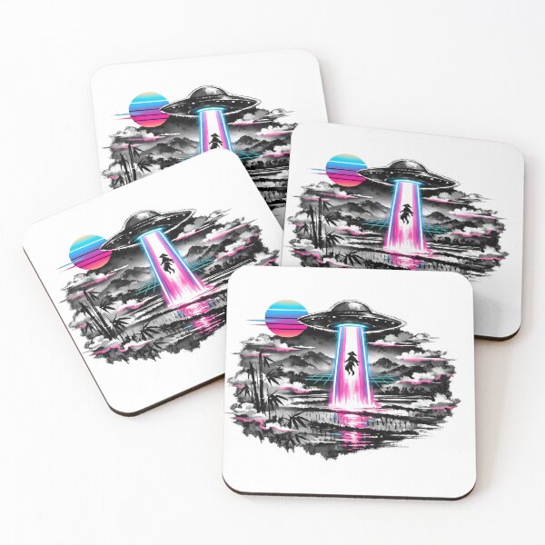 Item preview, Synthwave Sumi-e Paddy Alien Abduction designed and sold by KungPowUnicorn.