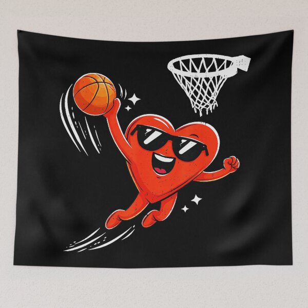 Item preview, Funny Basketball Heart Dunking Into the Hoop Valentine Cartoon designed and sold by allistermariam.