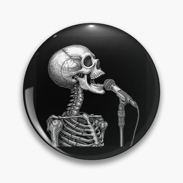 Item preview, Black and White Skeleton Singer Microphone Art designed and sold by inkoutninja.
