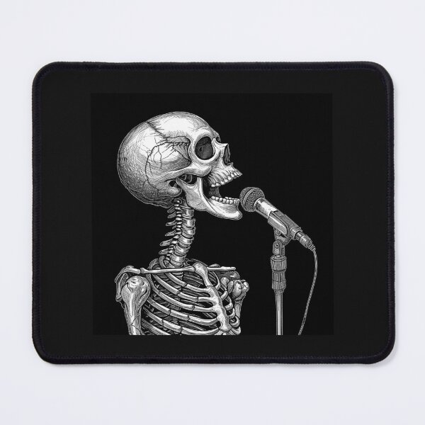 Item preview, Black and White Skeleton Singer Microphone Art designed and sold by inkoutninja.