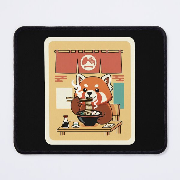 Item preview, Cute Red Panda Enjoying Hot Noodle Bowl Cozy Restaurant Scene designed and sold by JordynLadukeg65.