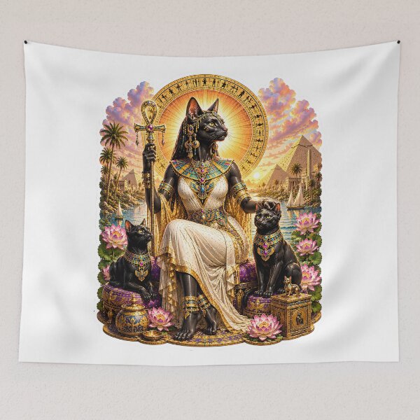 Item preview, Bastet Goddess of Protection and Cats Egyptian Mythology Divine Feline Art designed and sold by MythwovenShop.
