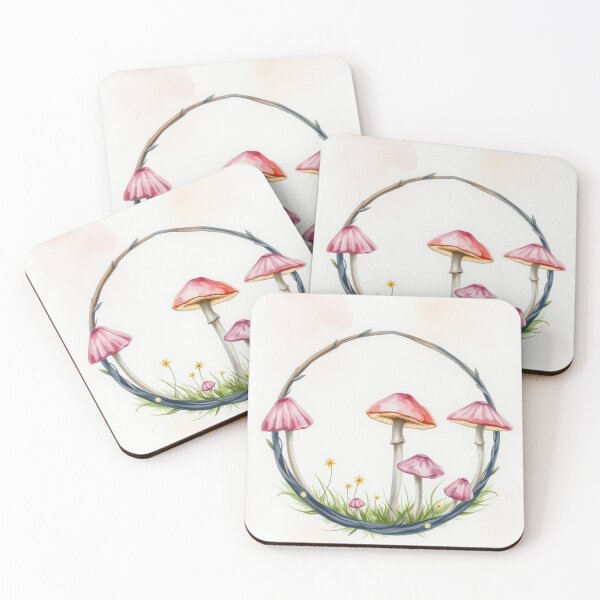 Item preview, Watercolor Pink Mushroom Vine Wreath Frame designed and sold by Vida e Arte.