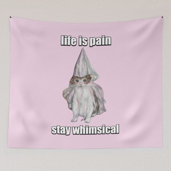 Item preview, life is pain stay whimsical cat meme designed and sold by mooneko.