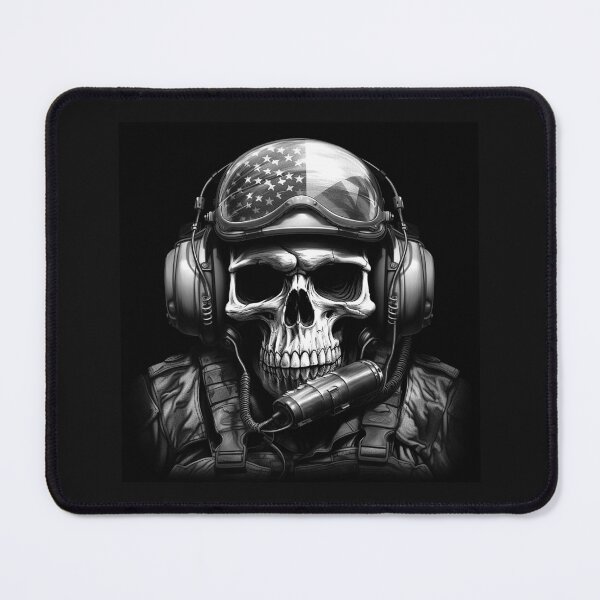 Item preview, Black and White Tactical Skull Pilot Art designed and sold by inkoutninja.