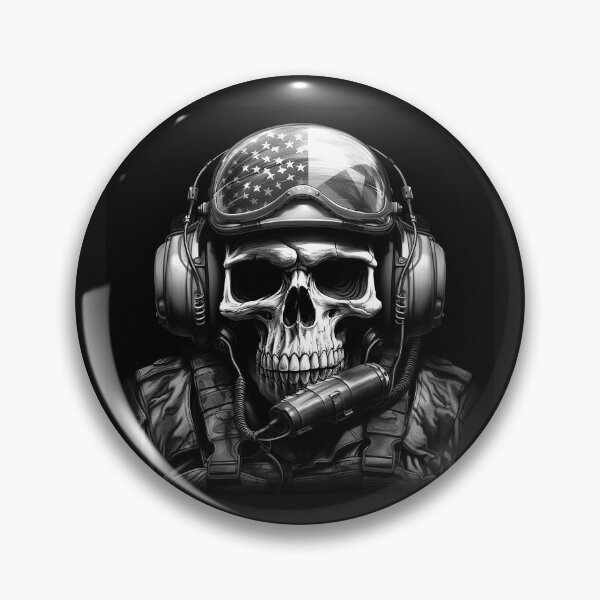 Item preview, Black and White Tactical Skull Pilot Art designed and sold by inkoutninja.