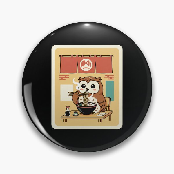 Item preview, Cute Owl Eating Ramen in Cozy Noodle Shop designed and sold by JordynLadukeg65.