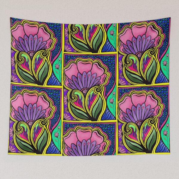 Item preview, Blooming Dreams | Vibrant Psychedelic Floral Art designed and sold by ArtflyStudio.