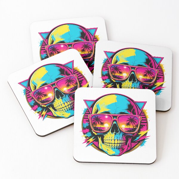 Item preview, Synthwave Skull Sunglasses Reflect Tropical Sunset designed and sold by chattsuede.