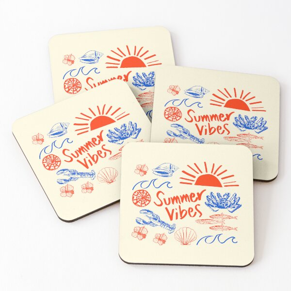 Item preview, Summer Vibes Coastal Doodle Seafood & Sunset Illustration designed and sold by MaiZephyr.