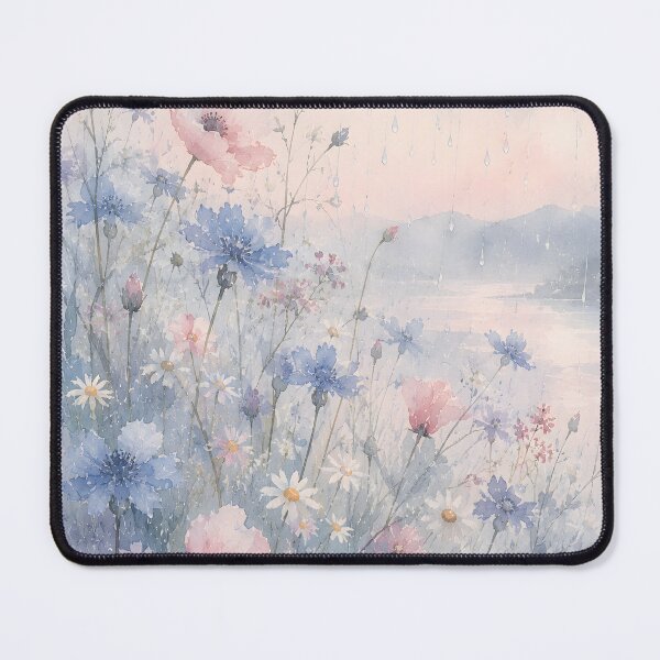 Item preview, A Dreamy Floral Meadow in Rain Watercolor Rainy Day Pastel Floral designed and sold by ChubbyGoong.