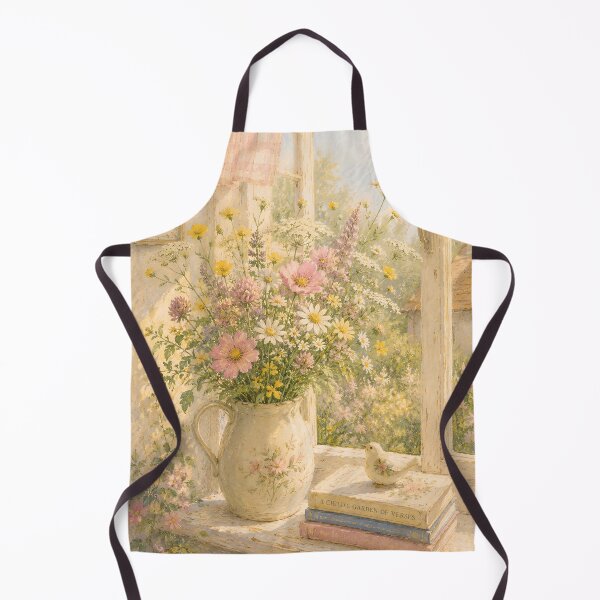 Item preview, Cozy Cottage Window with Wildflowers Bouquet and Vintage Books designed and sold by ChubbyGoong.