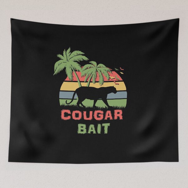 Item preview, Cougar Bait Retro Sunset Palm Tree Feline designed and sold by marke770.