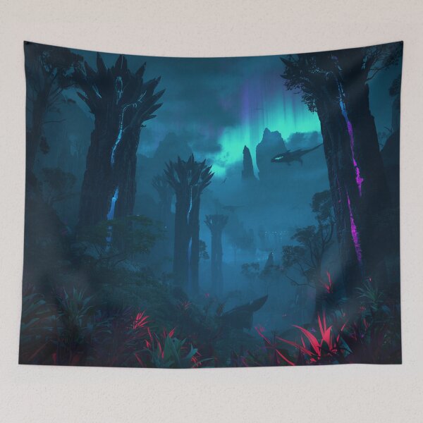 Item preview, Aurora Fang Predator Jungle Alien Fantasy Landscape designed and sold by Luminous Wilds.