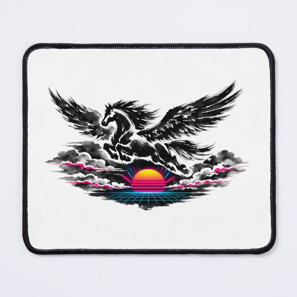 Item preview, Synthwave Sumi-e Pegasus Flight designed and sold by KungPowUnicorn.