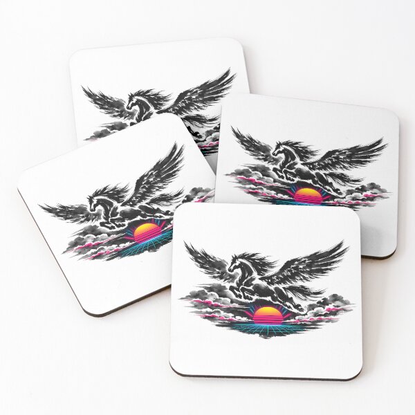 Item preview, Synthwave Sumi-e Pegasus Flight designed and sold by KungPowUnicorn.