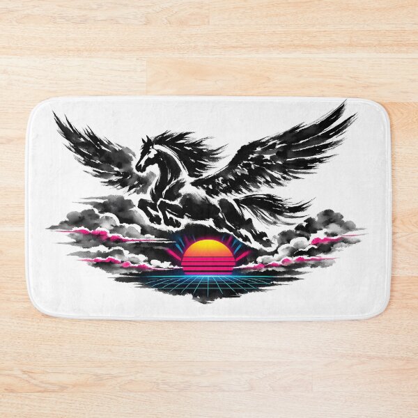 Item preview, Synthwave Sumi-e Pegasus Flight designed and sold by KungPowUnicorn.
