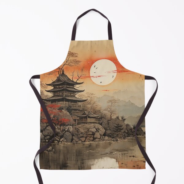 Item preview, Traditional Japanese Illustration - Pagoda on a Riverbank designed and sold by DaisukiTokyo.