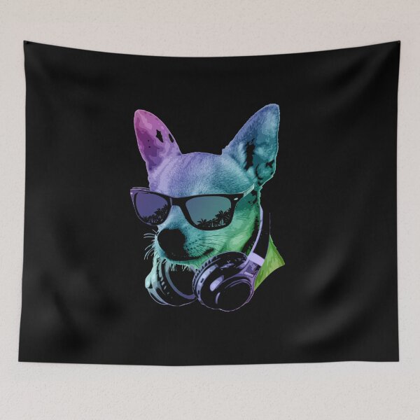 Item preview, Vibrant Dog DJ Sunglasses Retro Music Lover designed and sold by marke770.