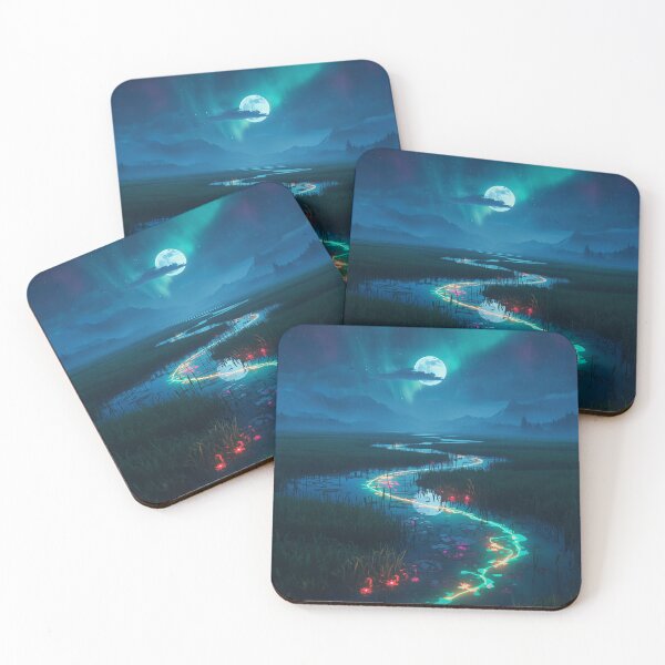 Item preview, Lunar Tide Neon Wetlands Alien Fantasy Landscape designed and sold by Luminous Wilds.