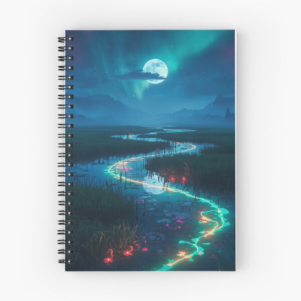Item preview, Lunar Tide Neon Wetlands Alien Fantasy Landscape designed and sold by Luminous Wilds.