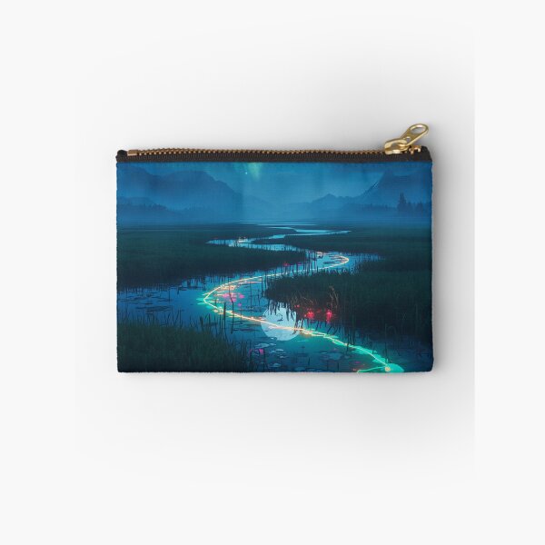 Item preview, Lunar Tide Neon Wetlands Alien Fantasy Landscape designed and sold by Luminous Wilds.