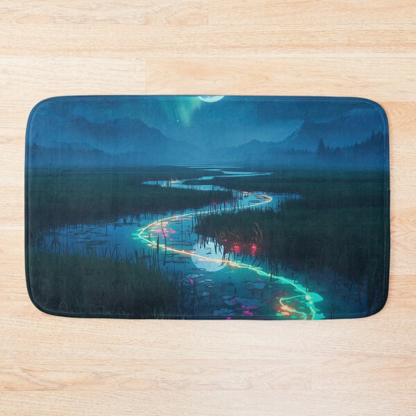 Item preview, Lunar Tide Neon Wetlands Alien Fantasy Landscape designed and sold by Luminous Wilds.