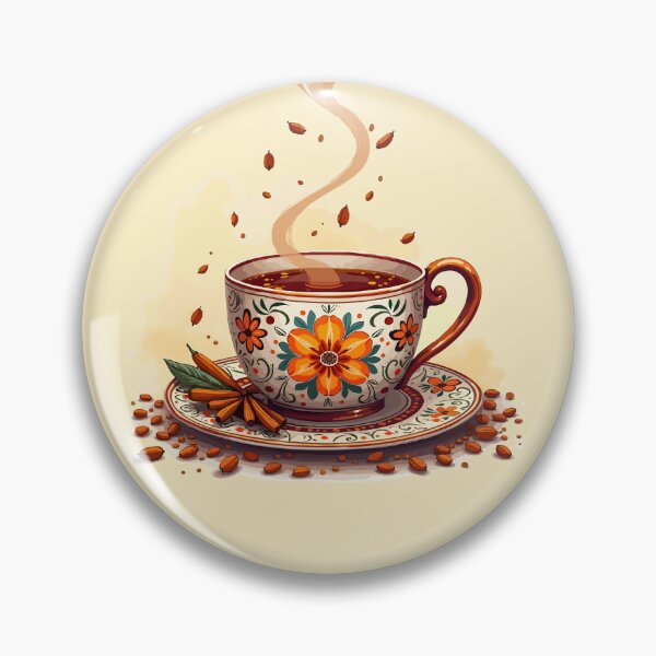 Item preview, Steaming Cup of Chai with Floral Cup and Paisley Art designed and sold by Dreambytes.