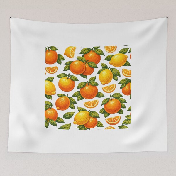 Item preview, Seamless pattern of oranges and lemons with green leaves designed and sold by ARIN2550.