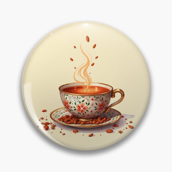 Item preview, Steaming Cup of Chai with Floral Pattern designed and sold by Dreambytes.