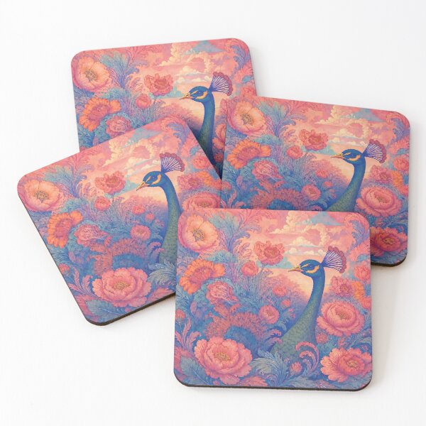Item preview, Majestic Peacock in a Vibrant Peony Dreamscape designed and sold by love king studios.