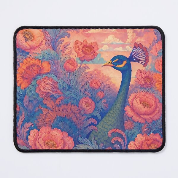 Item preview, Majestic Peacock in a Vibrant Peony Dreamscape designed and sold by love king studios.