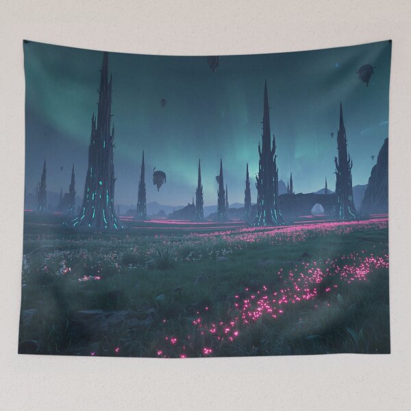 Item preview, Glow Spine Forest Alien Fantasy Plains Landscape designed and sold by Luminous Wilds.