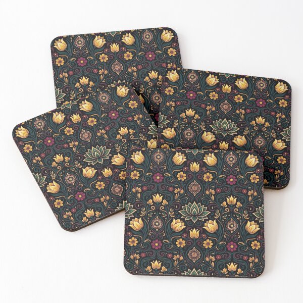 Item preview, Ornate Floral Damask Pattern with Gold & Teal designed and sold by love king studios.