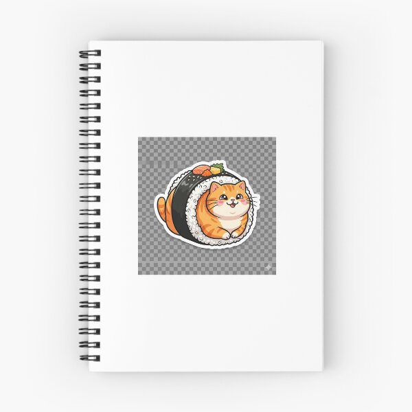 Item preview, Fat cat wrapped like a sushi roll, kawaii Japanese food style, adorable expression designed and sold by CrazySticker619.