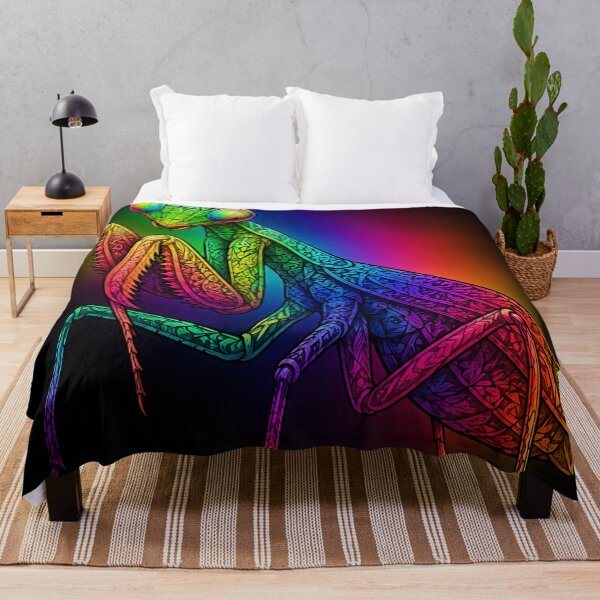 Item preview, Rainbow Praying Mantis – Psychedelic Insect Art designed and sold by Karszul.