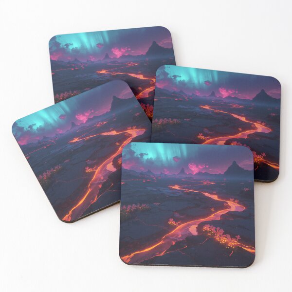 Item preview, Aurora Volcanic Bloom Alien Fantasy Landscape designed and sold by Luminous Wilds.