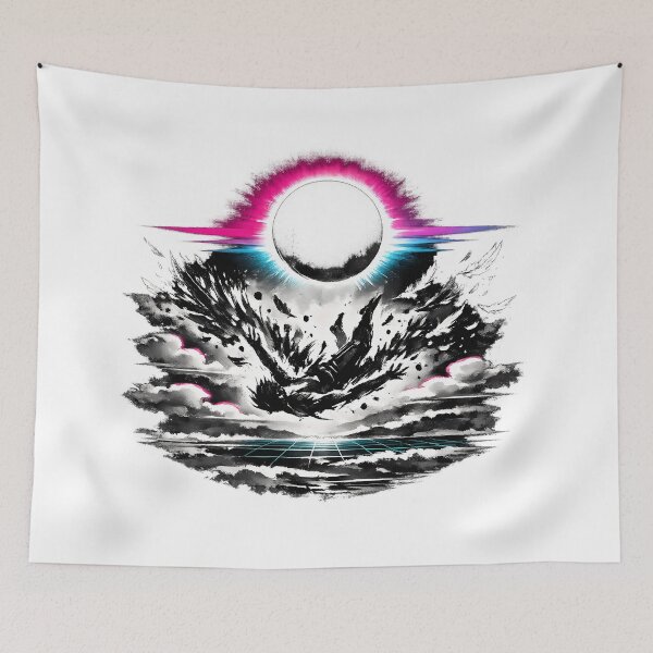 Item preview, Synthwave Sumi-e Icarus Fall designed and sold by KungPowUnicorn.