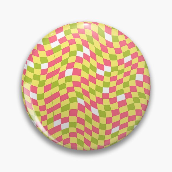 Item preview, Wavy trippy checkerboard seamless pattern in neon pink yellow and green designed and sold by ARIN2550.