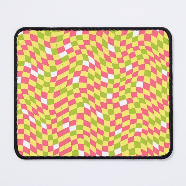 Item preview, Wavy trippy checkerboard seamless pattern in neon pink yellow and green designed and sold by ARIN2550.