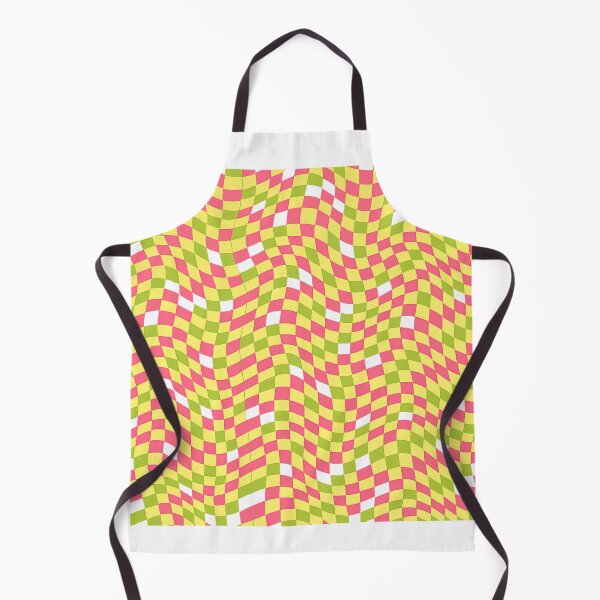 Item preview, Wavy trippy checkerboard seamless pattern in neon pink yellow and green designed and sold by ARIN2550.