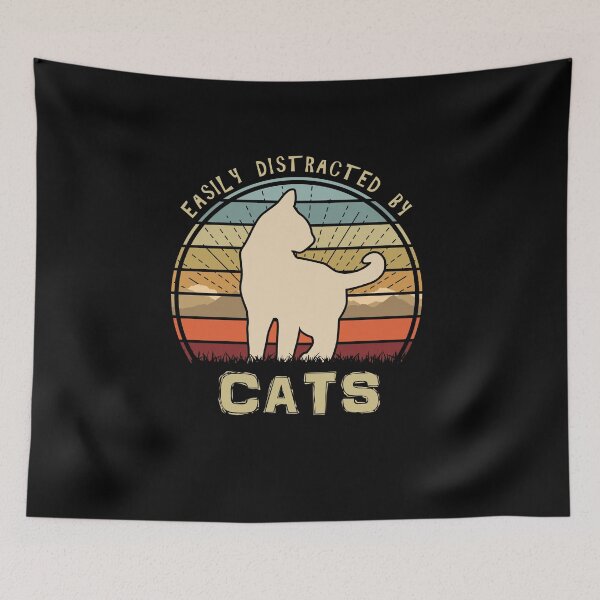 Item preview, Easily Distracted By Cats Retro Sunset Feline designed and sold by marke770.