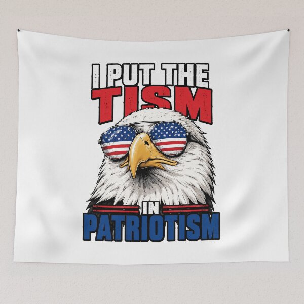 Item preview, I Put The Tism in Patriotism Retro Eagle USA Flag 4th July designed and sold by OlakunleOloroz.