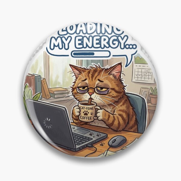 Item preview, Cat drinking coffee at a computer designed and sold by CrazySticker619.