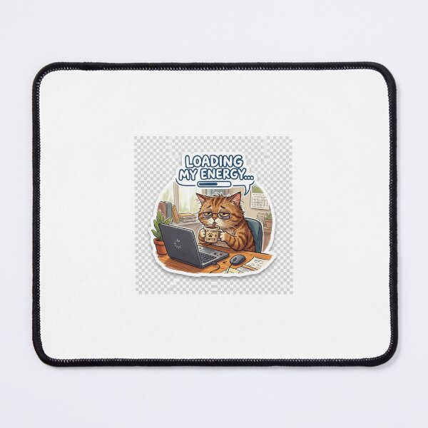 Item preview, Cat drinking coffee at a computer designed and sold by CrazySticker619.