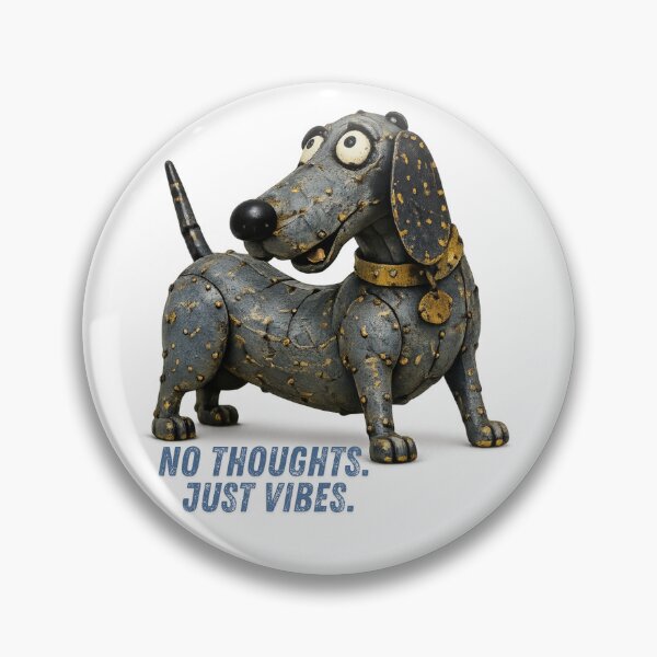 Item preview, No Thoughts Just Vibes Dachshund Shirt – Recycled Metal Folk Art Dog Design designed and sold by lazydogonline.