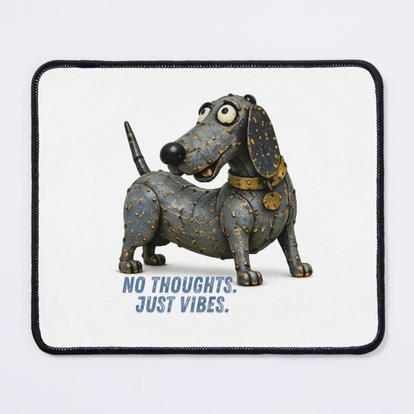 Item preview, No Thoughts Just Vibes Dachshund Shirt – Recycled Metal Folk Art Dog Design designed and sold by lazydogonline.